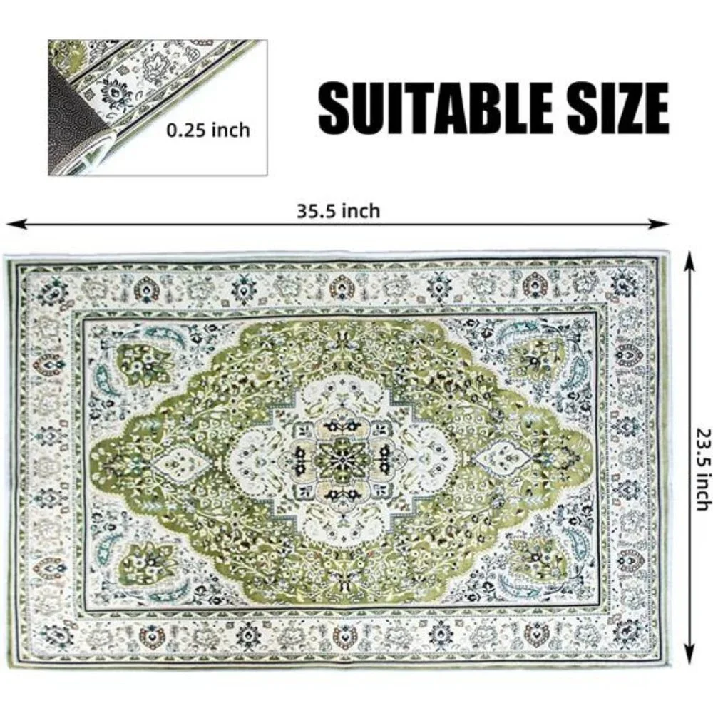 Persian Vintage Floor Mat, Boho Tribal Area Rug Stain Resistant - 23.5X 35.5